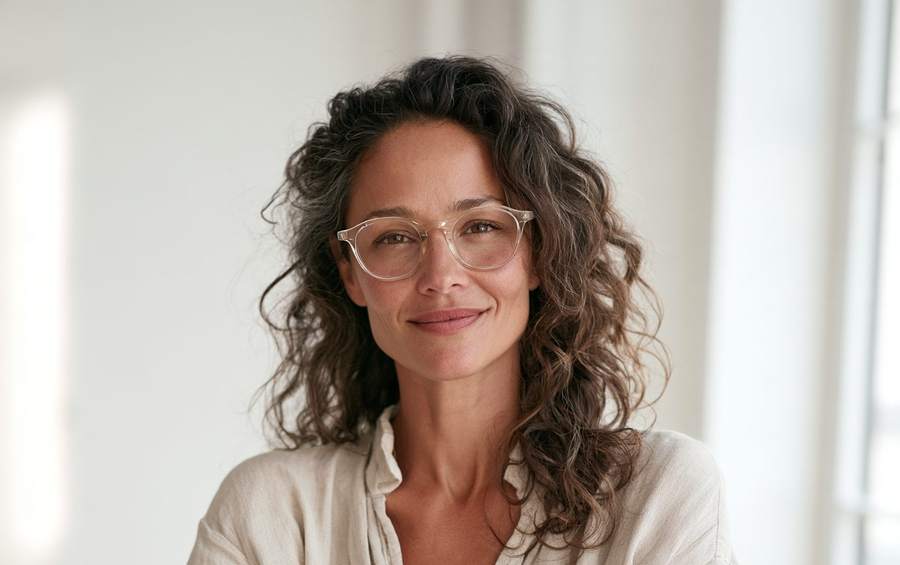 Frau mit transparenter Korrekturbrille